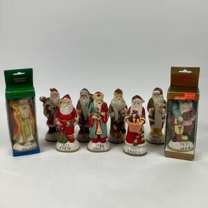 Santa Around the World Figurines Set of 9 Ceramic Hand Painted 5" China 1990s